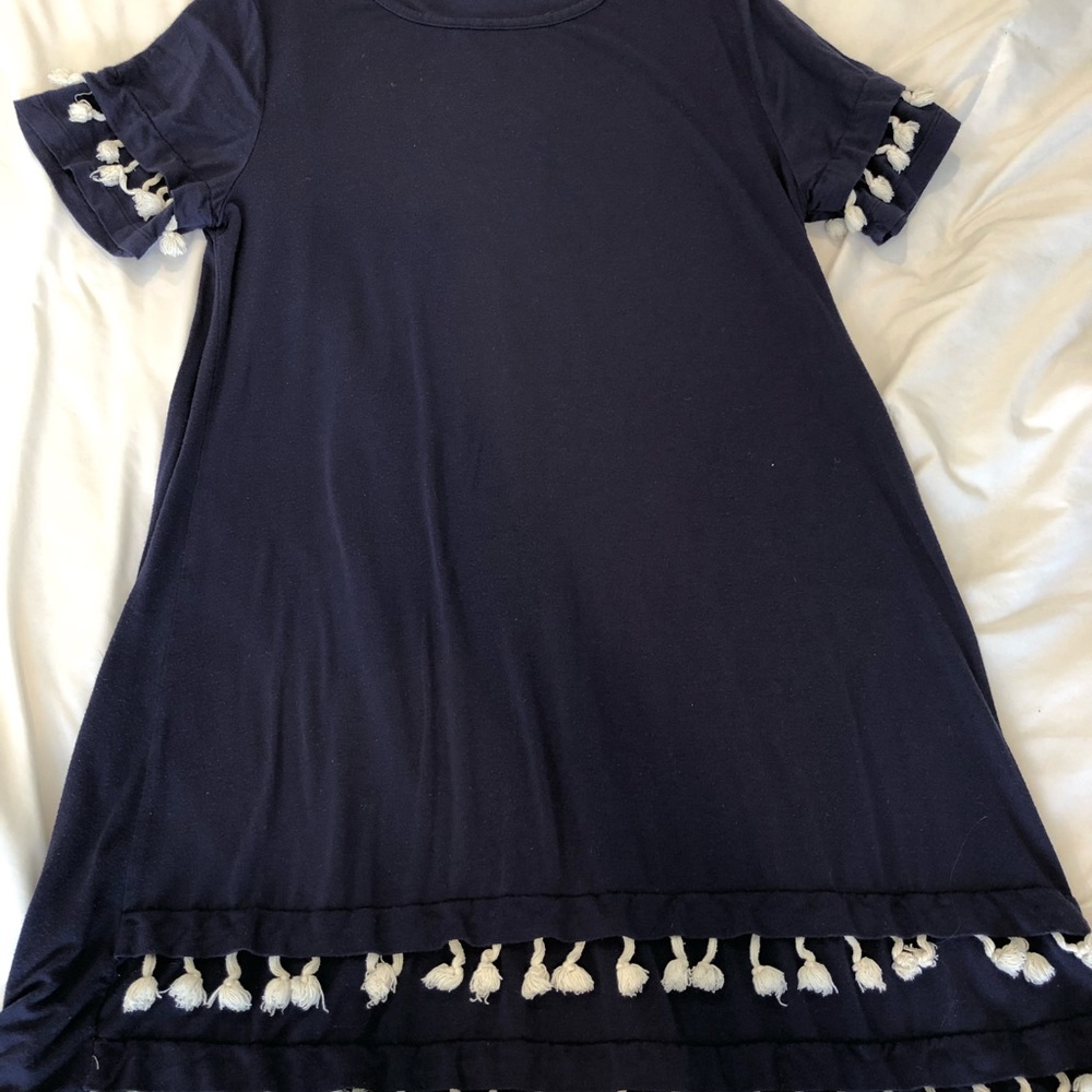 navy blue tassel dress